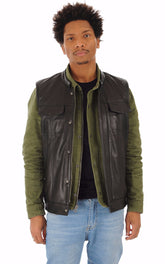 Men Genuine Leather Waistcoat 06 SkinOutfit